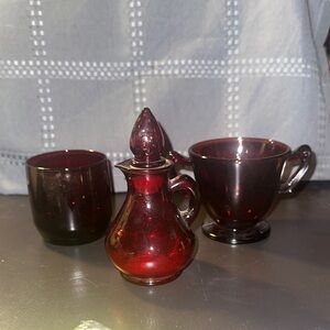 Elegant Red Glassware Mixed Set